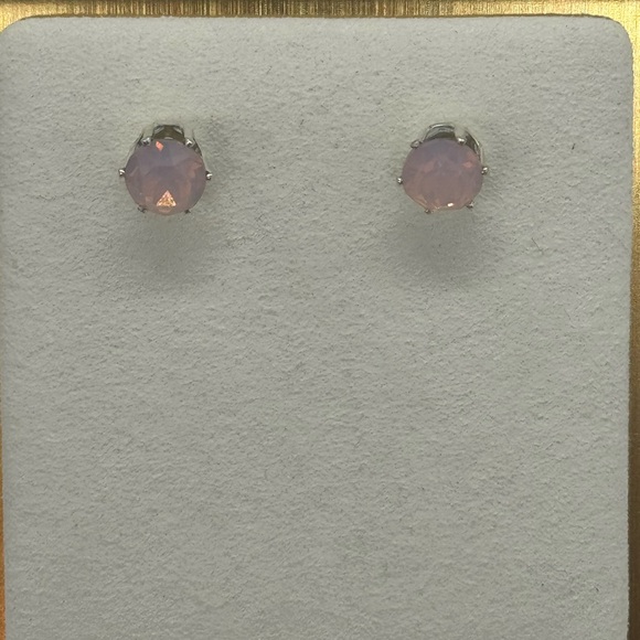 Rose Water Opal 8mm Crystal Stud Earrings Made with Swarovski Crystals - Picture 12 of 14